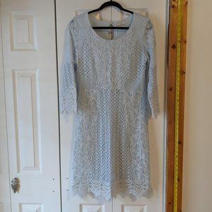 Cream Blue Lace Dress sz L